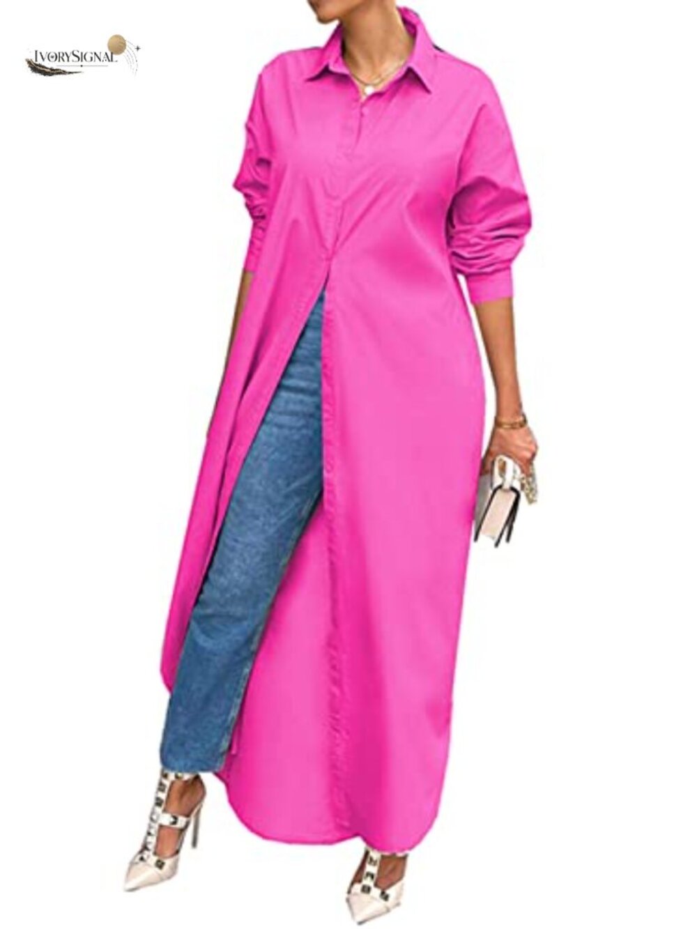 Women's Cotton Blend Button Down Maxi Dress Long Sleeve Casual Loose Fit